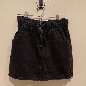 PacSun Paperbag Waist Black Denim Mini Skirt